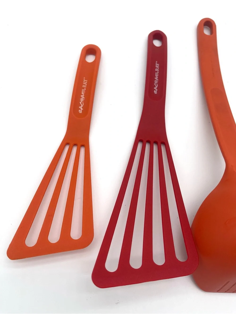 Rachel Ray Kitchen Utensils Orange Red Cooking Spatula Law Silicone Set Of 4